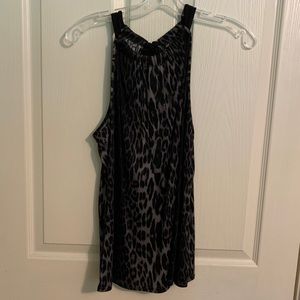 Vintage Elie Tahari Leopard Print Silk Halter Top